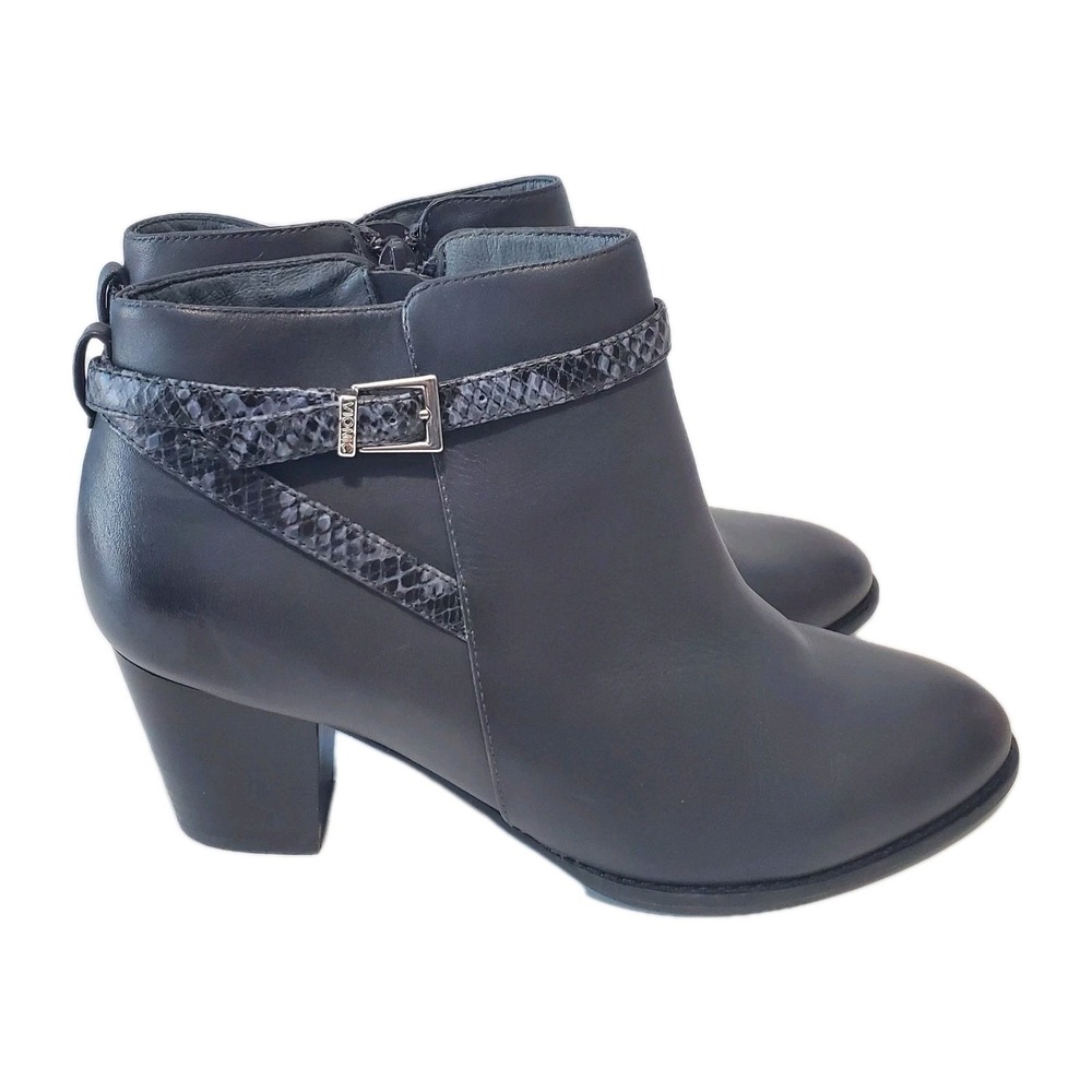 Vionic Upton Ankle Boots Booties Shoes Womens Size 10 Gray Leather‎ Side Zip
